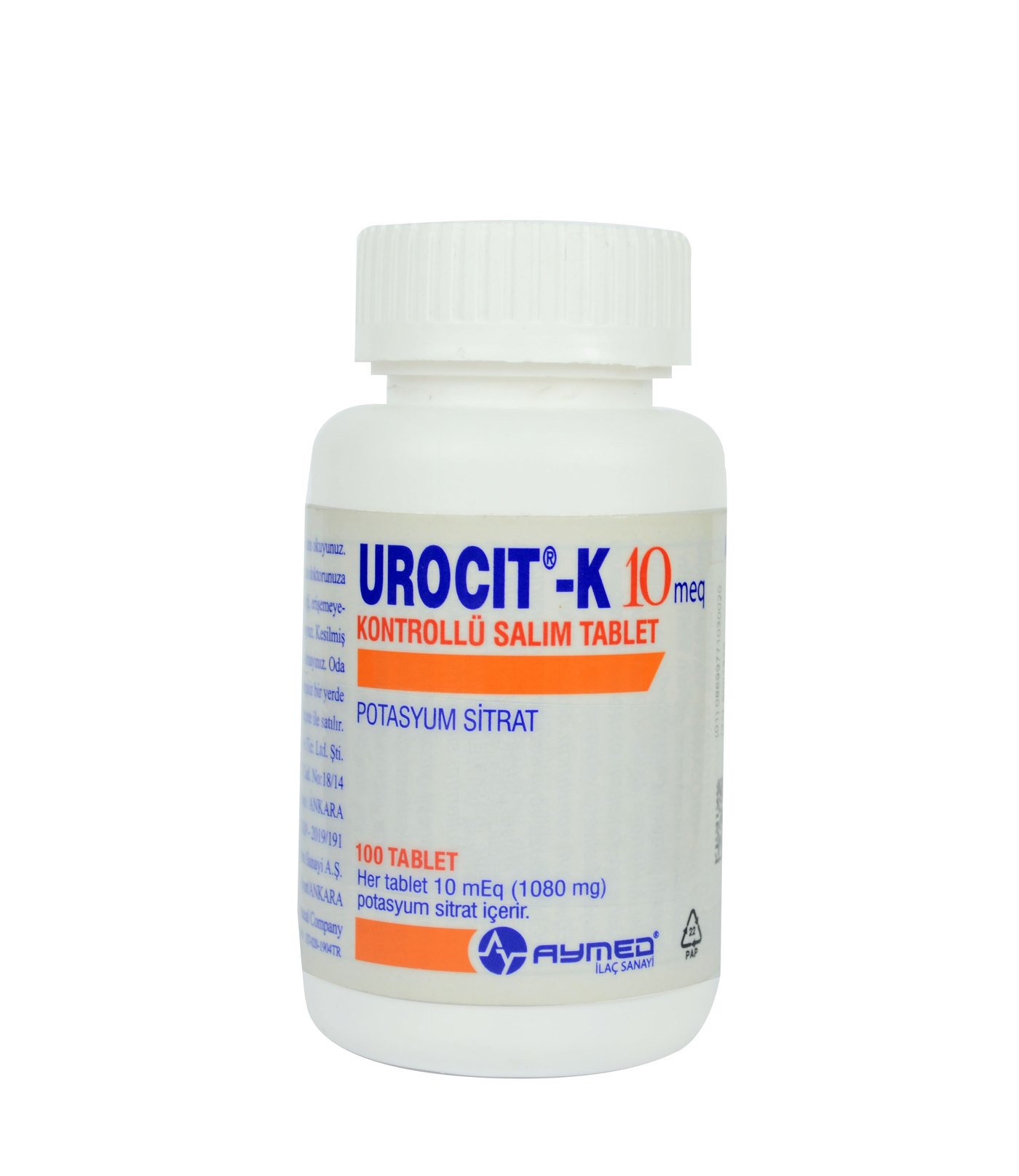 Urocit-K 10 mEq kontrollü salım tablet, 100 tabletlik şişe